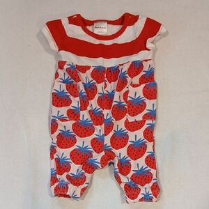 Hanna Andersson Red & White Strawberry Print One-Piece Bodysuit